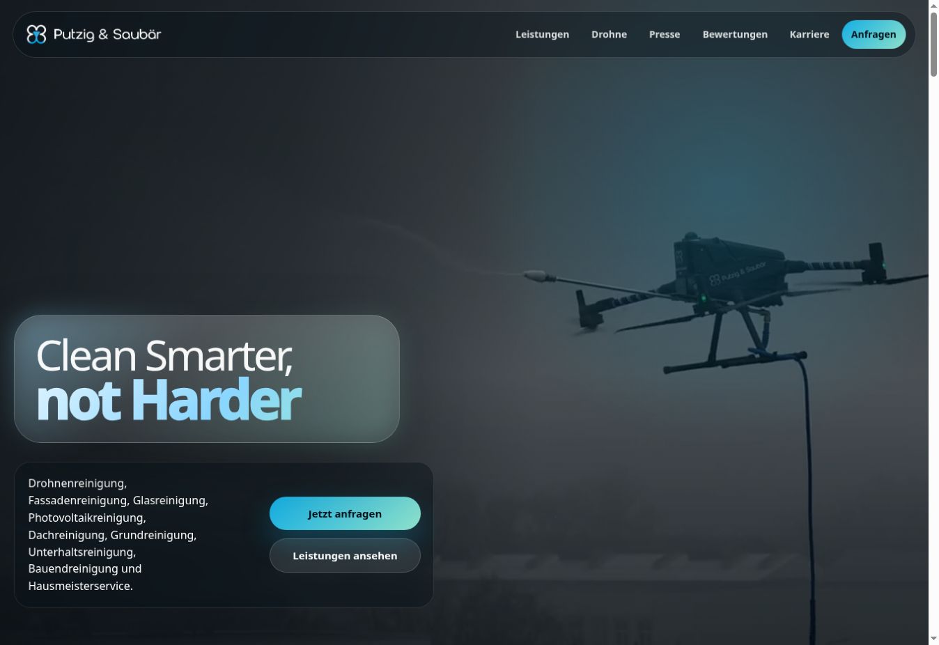 Startseite der umgesetzten Putzig-und-Saubär-Website